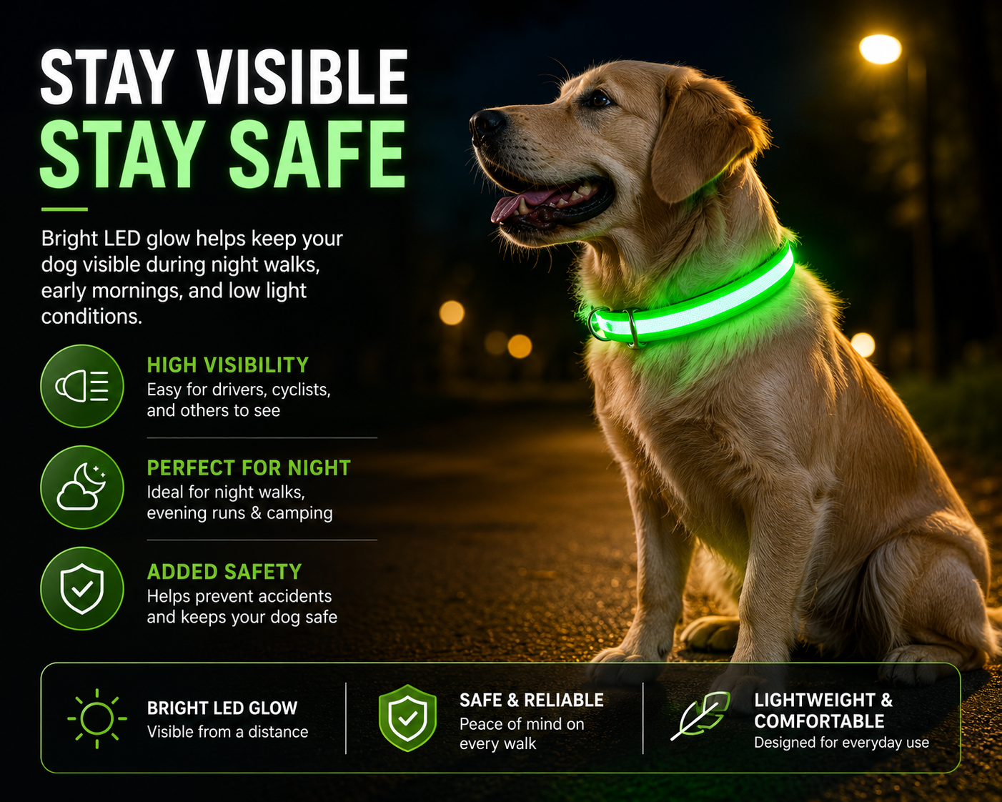 GlowSafe™ LED Safety Collar